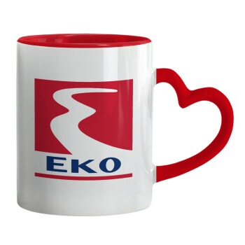 Πρατήριο καυσίμων EKO, Κούπα καρδιά χερούλι κόκκινη, κεραμική, 330ml