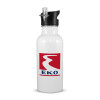 White water bottle with straw, stainless steel 600ml