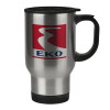 Stainless steel travel mug with lid, double wall 450ml