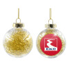 Transparent Christmas tree ball ornament with gold filling 8cm