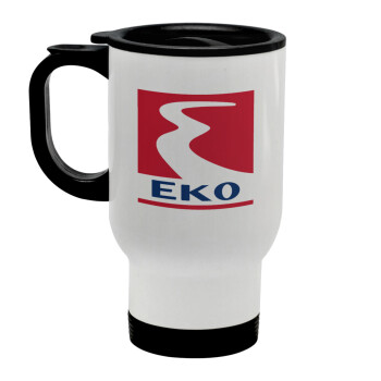 Πρατήριο καυσίμων EKO, Stainless steel travel mug with lid, double wall white 450ml