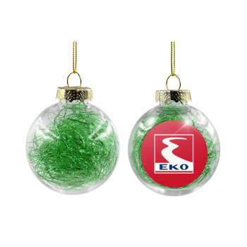 Πρατήριο καυσίμων EKO, Transparent Christmas tree ball ornament with green filling 8cm