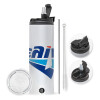 Travel Tumbler 2 Lids, with metal straw & cleaning brush (Stainless steel 304 Food grade, BPA free, 600ml)