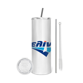 Πρατήριο καυσίμων ΕΛΙΝ, Eco friendly stainless steel tumbler 600ml, with metal straw & cleaning brush