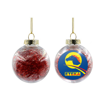 Πρατήριο καυσίμων ETEKA, Transparent Christmas tree ball ornament with red filling 8cm