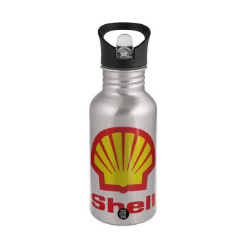 Πρατήριο καυσίμων SHELL, Water bottle Silver with straw, stainless steel 500ml