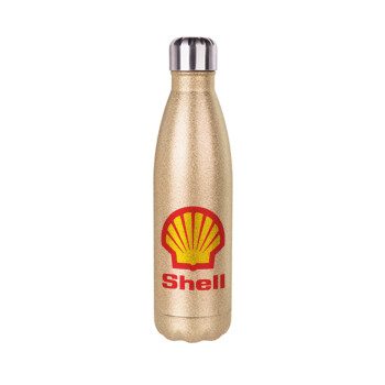 Πρατήριο καυσίμων SHELL, Glitter gold stainless steel thermos bottle, double-walled, 500ml