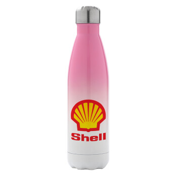 Πρατήριο καυσίμων SHELL, Metal mug thermos Pink/White (Stainless steel), double wall, 500ml