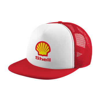 Πρατήριο καυσίμων SHELL, Adult Soft Trucker Hat with Red/White Mesh (POLYESTER, ADULT, UNISEX, ONE SIZE)