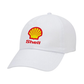 Πρατήριο καυσίμων SHELL, Καπέλο Ενηλίκων Baseball Λευκό 5-φύλλο (POLYESTER, ΕΝΗΛΙΚΩΝ, UNISEX, ONE SIZE)