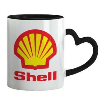 Πρατήριο καυσίμων SHELL, Mug heart black handle, ceramic, 330ml