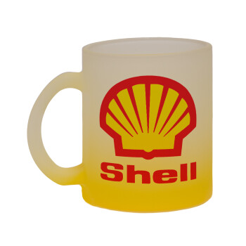 Πρατήριο καυσίμων SHELL, Κούπα γυάλινη δίχρωμη με βάση το κίτρινο ματ, 330ml