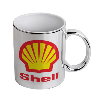 Πρατήριο καυσίμων SHELL, Mug ceramic, silver mirror, 330ml