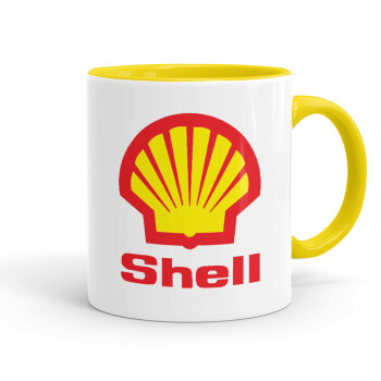 Πρατήριο καυσίμων SHELL, Κούπα χρωματιστή κίτρινη, κεραμική, 330ml