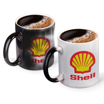 Πρατήριο καυσίμων SHELL, Color changing magic Mug, ceramic, 330ml when adding hot liquid inside, the black colour desappears (1 pcs)