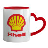 Mug heart red handle, ceramic, 330ml