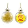 Transparent Christmas tree ball ornament with gold filling 8cm