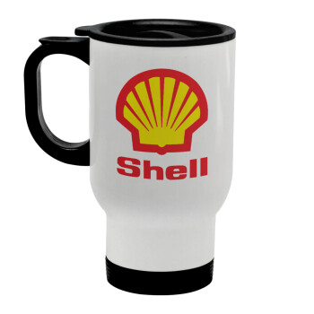 Πρατήριο καυσίμων SHELL, Stainless steel travel mug with lid, double wall white 450ml