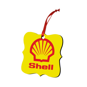 Πρατήριο καυσίμων SHELL, Στολίδι Χριστουγεννιάτικο στολίδι polygon ξύλινο 7.5cm