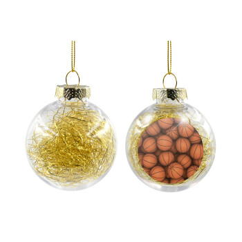 Μπάλες  Μπάσκετ, Χριστουγεννιάτικη μπάλα δένδρου διάφανη με χρυσό γέμισμα 8cm