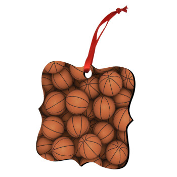 Basketballs, Χριστουγεννιάτικο στολίδι polygon ξύλινο 7.5cm