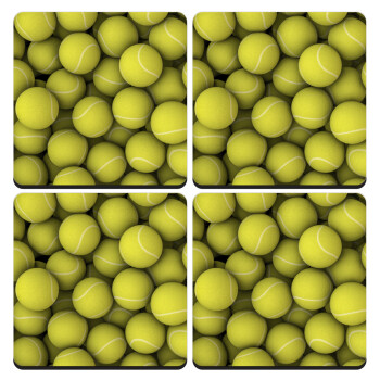 Tenis balls, ΣΕΤ 4 Σουβέρ ξύλινα τετράγωνα (9cm)
