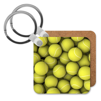 Tenis balls, Μπρελόκ Ξύλινο τετράγωνο MDF