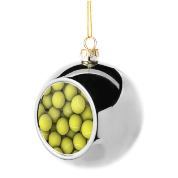 Tenis balls, Silver 8cm Christmas tree ball ornament