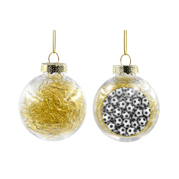 Soccer balls, Transparent Christmas tree ball ornament with gold filling 8cm