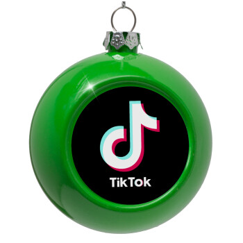 tik tok black, Green Christmas tree ornament bauble 8cm