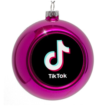 tik tok black, Στολίδι Χριστουγεννιάτικη μπάλα δένδρου Μωβ 8cm