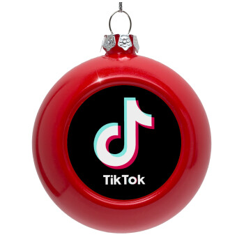 tik tok black, Στολίδι Χριστουγεννιάτικη μπάλα δένδρου Κόκκινη 8cm