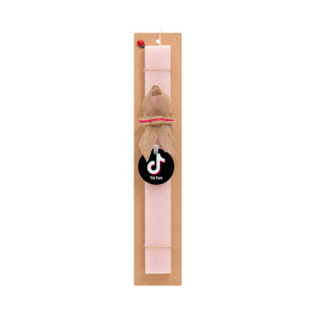 tik tok black, Easter Set, wooden keychain & scented flat Easter candle (30cm) (PINK)