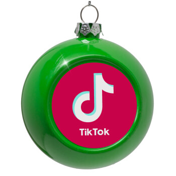 tik tok pink, Green Christmas tree ornament bauble 8cm