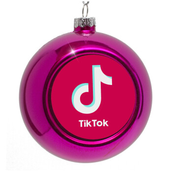 tik tok pink, Στολίδι Χριστουγεννιάτικη μπάλα δένδρου Μωβ 8cm