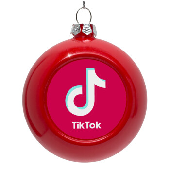 tik tok pink, Στολίδι Χριστουγεννιάτικη μπάλα δένδρου Κόκκινη 8cm