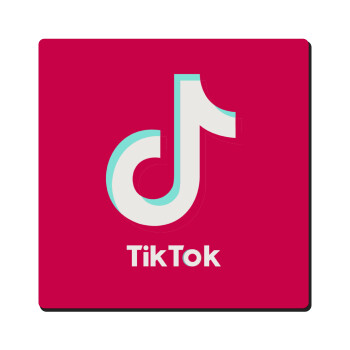 tik tok pink, Τετράγωνο μαγνητάκι ξύλινο 6x6cm