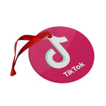 tik tok pink, Χριστουγεννιάτικο στολίδι γυάλινο 9cm