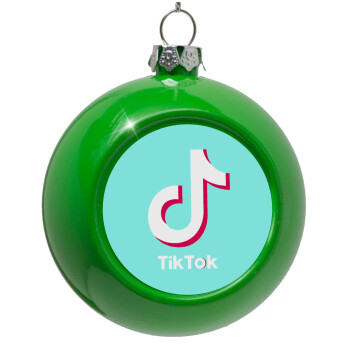 tik tok blue, Green Christmas tree ornament bauble 8cm