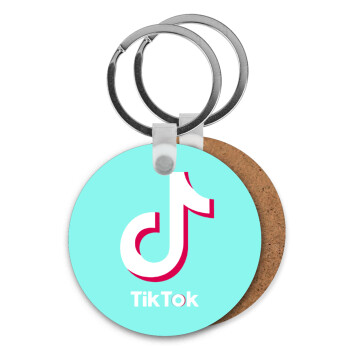 tik tok blue, Μπρελόκ Ξύλινο στρογγυλό MDF Φ5cm