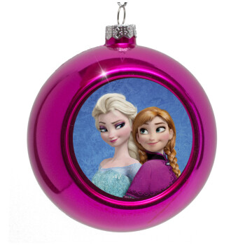 Ψυχρά κι ανάποδα Έλσα και Άννα, Purple Christmas tree ornament bauble 8cm