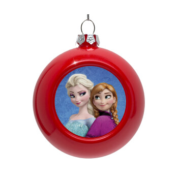 Ψυχρά κι ανάποδα Έλσα και Άννα, Red Christmas tree ornament bauble 8cm