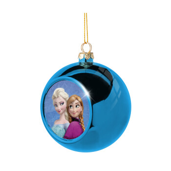 Ψυχρά κι ανάποδα Έλσα και Άννα, Blue Christmas tree ball ornament 8cm