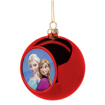 Ψυχρά κι ανάποδα Έλσα και Άννα, Christmas tree ball Red 8cm