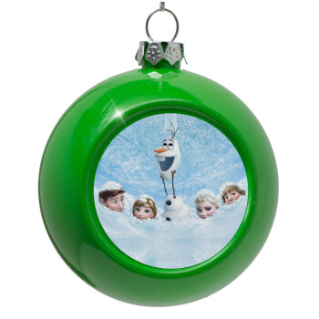 Ψυχρά κι ανάποδα Όλαφ και οι φίλοι του, Green Christmas tree ornament bauble 8cm