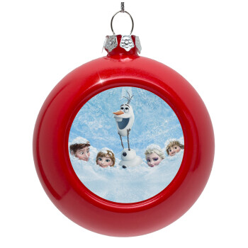 Ψυχρά κι ανάποδα Όλαφ και οι φίλοι του, Red Christmas tree ornament bauble 8cm