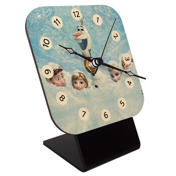 Ψυχρά κι ανάποδα Όλαφ και οι φίλοι του, Quartz Table clock in natural wood (10cm)
