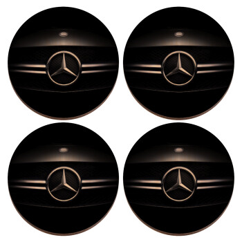 Mercedes car, ΣΕΤ x4 Σουβέρ ξύλινα στρογγυλά plywood (9cm)