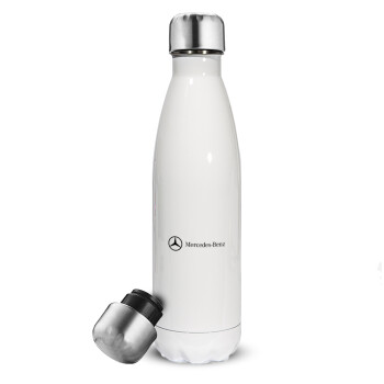 Mercedes small logo, Metal mug thermos White (Stainless steel), double wall, 500ml