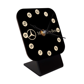 Mercedes small logo, Επιτραπέζιο ρολόι σε φυσικό ξύλο (10cm)